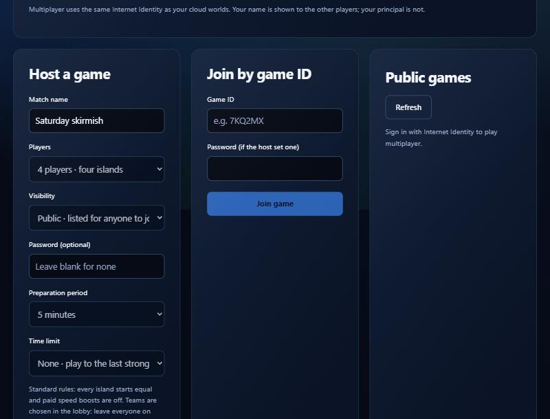 Host or join a lobby for two to five players and pick teams.